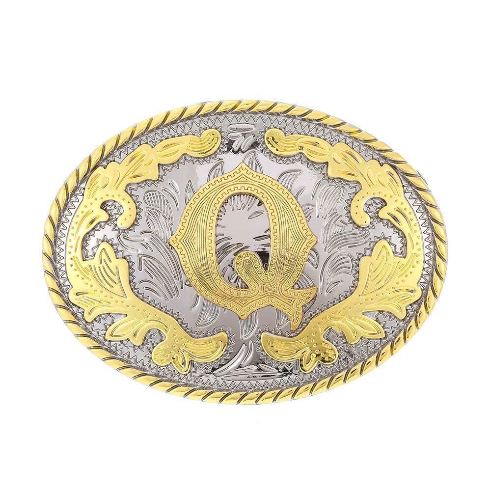 5311 Western Belt Buckle Initial Letters ABCDEFG to Y-Cowboy Rodeo Gold
